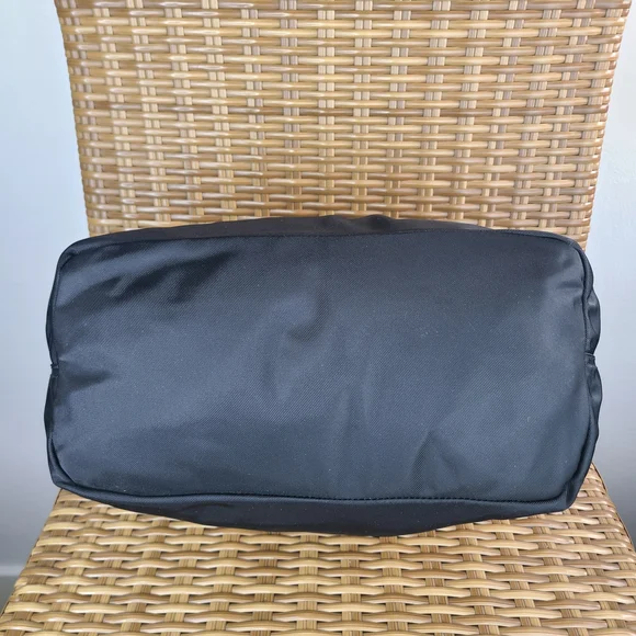 Lauren Ralph Lauren Black Nylon Shoulder Tote Bag Purse Brown Leather Trim - Picture 8 of 16